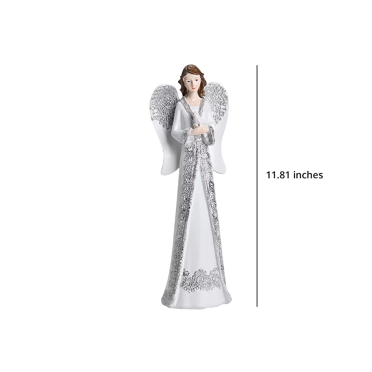 Resin Angel Holding Pigeon Figurine image number 7