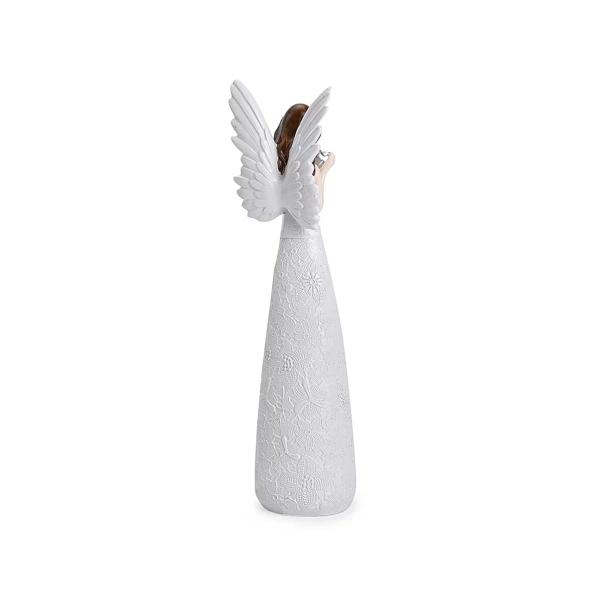 White Resin Angel Holding Heart Figurine image number 8