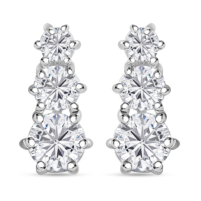 D'Joy Simulated Diamond Fancy Earrings in Sterling Silver 3.10 ctw