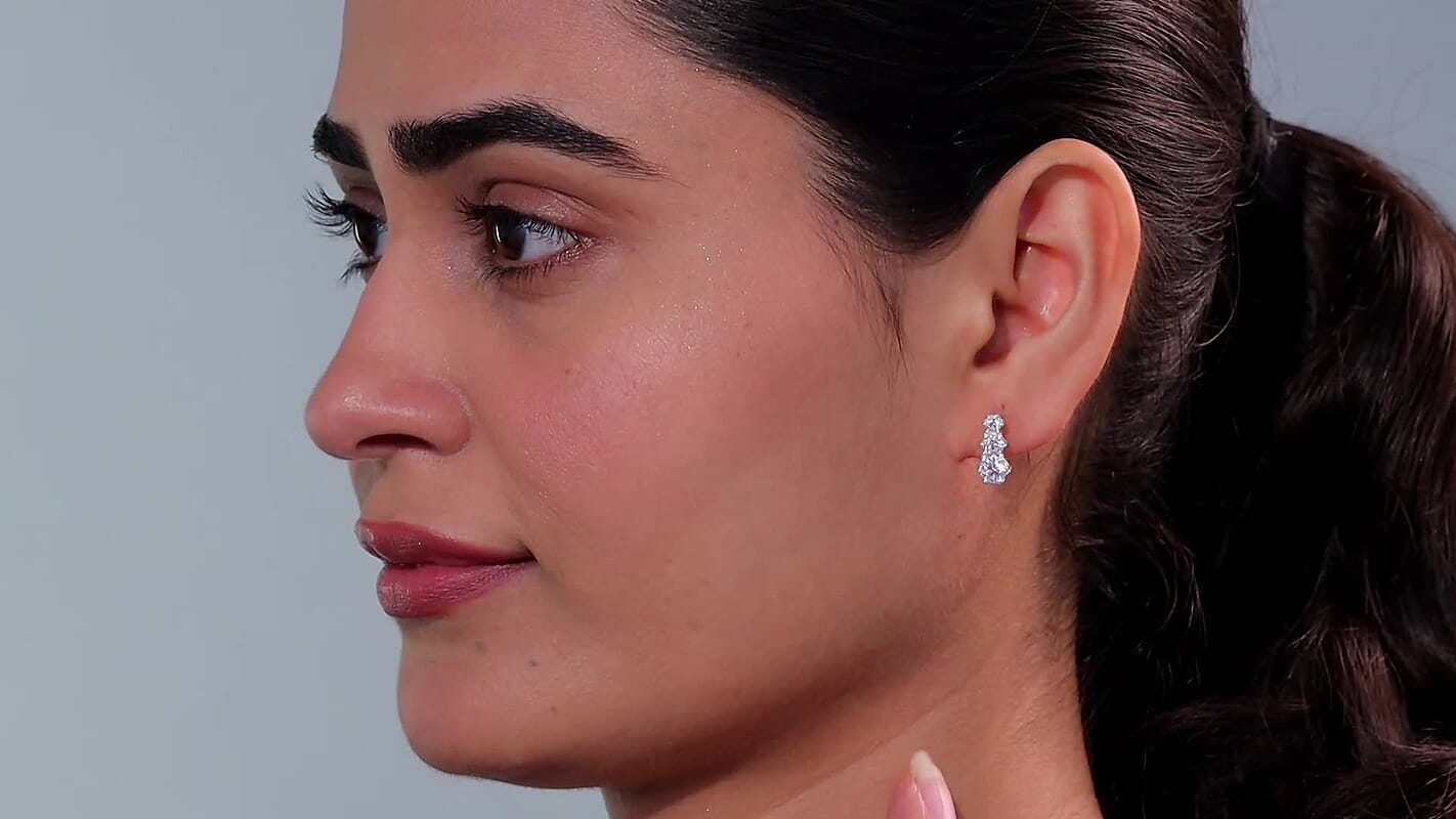 D'Joy Simulated Diamond Fancy Earrings in Sterling Silver 3.10 ctw