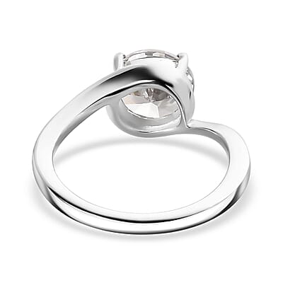 D'Joy Simulated Diamond 3.50 ctw Bypass Ring in Sterling Silver (Size 5.0)