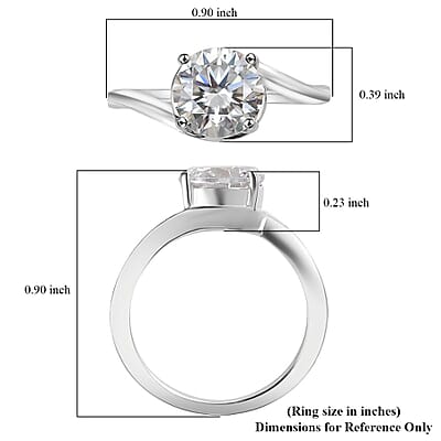 D'Joy Simulated Diamond 3.50 ctw Bypass Ring in Sterling Silver (Size 5.0)