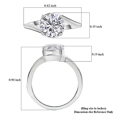 D'Joy Simulated Diamond 3.50 ctw Bypass Ring in Sterling Silver (Size 5.0)