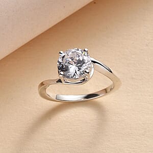 D'Joy Simulated Diamond 3.50 ctw Bypass Ring in Sterling Silver (Size 9.0)