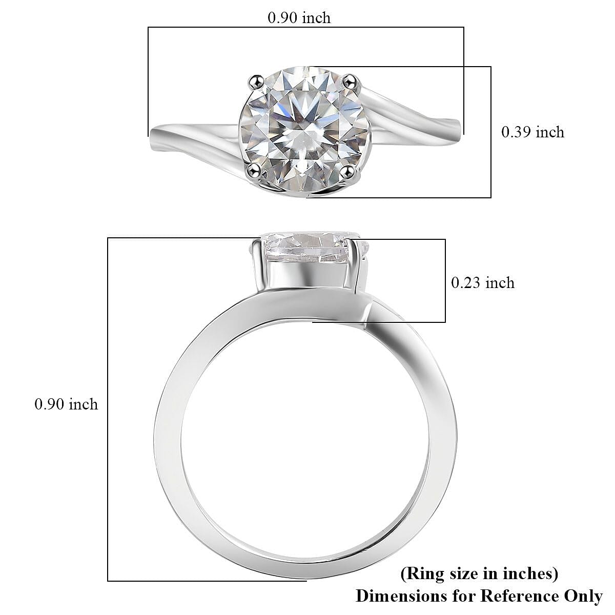 D'Joy Simulated Diamond 3.50 ctw Bypass Ring in Sterling Silver (Size 9.0)