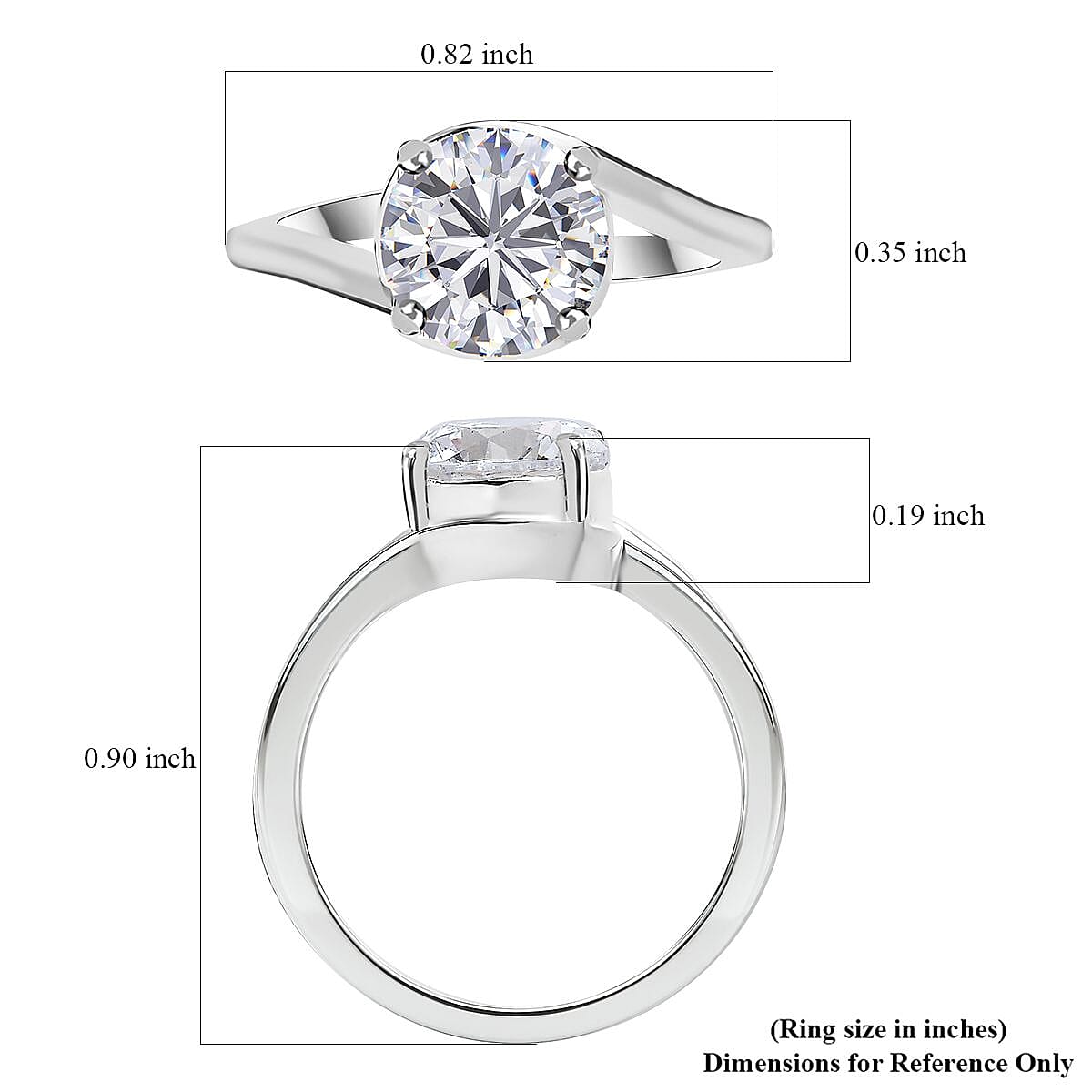 D'Joy Simulated Diamond 3.50 ctw Bypass Ring in Sterling Silver (Size 9.0)