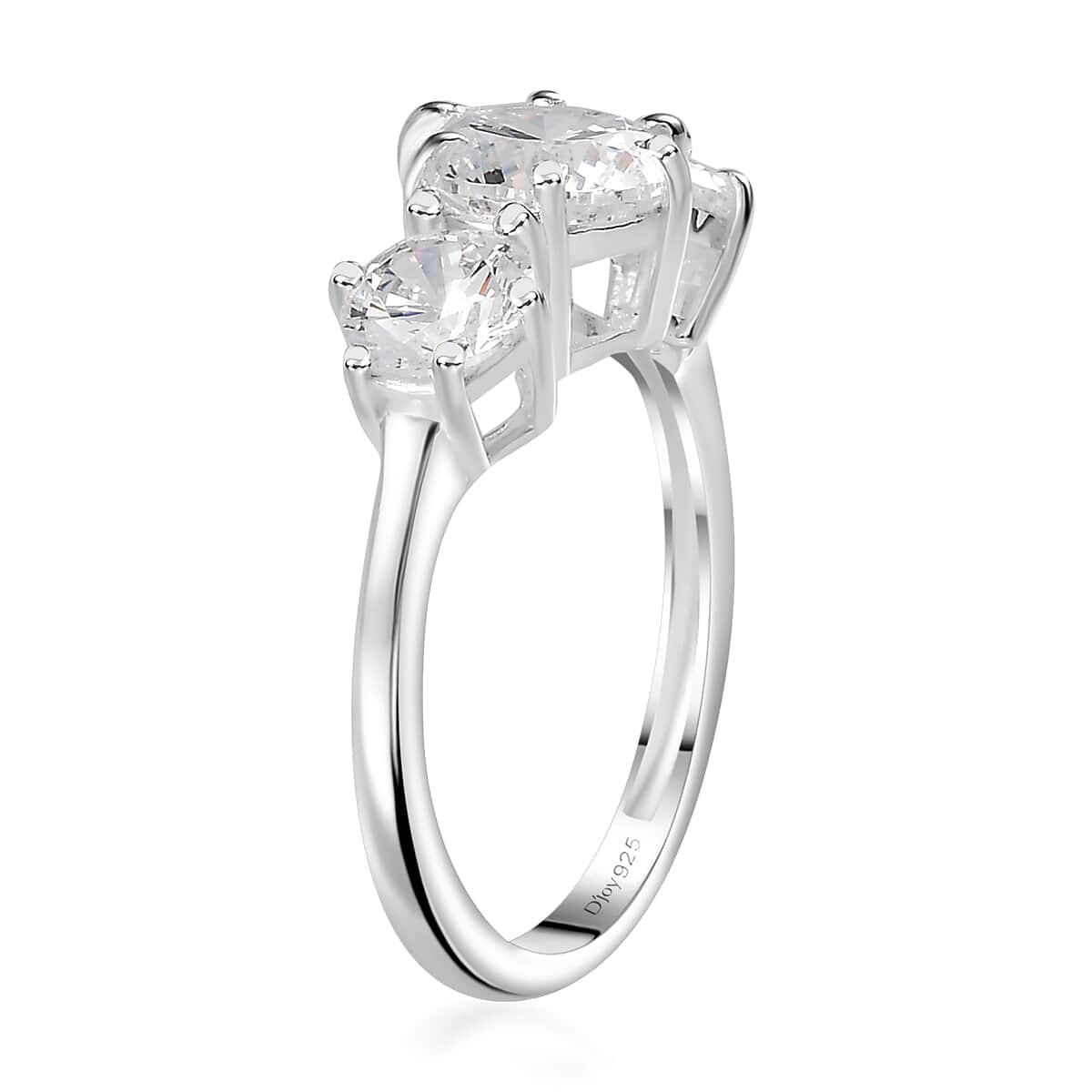 Simulated Diamond 3 Stone Ring in Sterling Silver (Size 5.0) 4.15 ctw image number 4