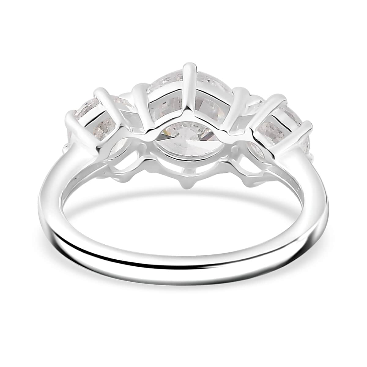 Simulated Diamond 3 Stone Ring in Sterling Silver (Size 5.0) 4.15 ctw image number 5