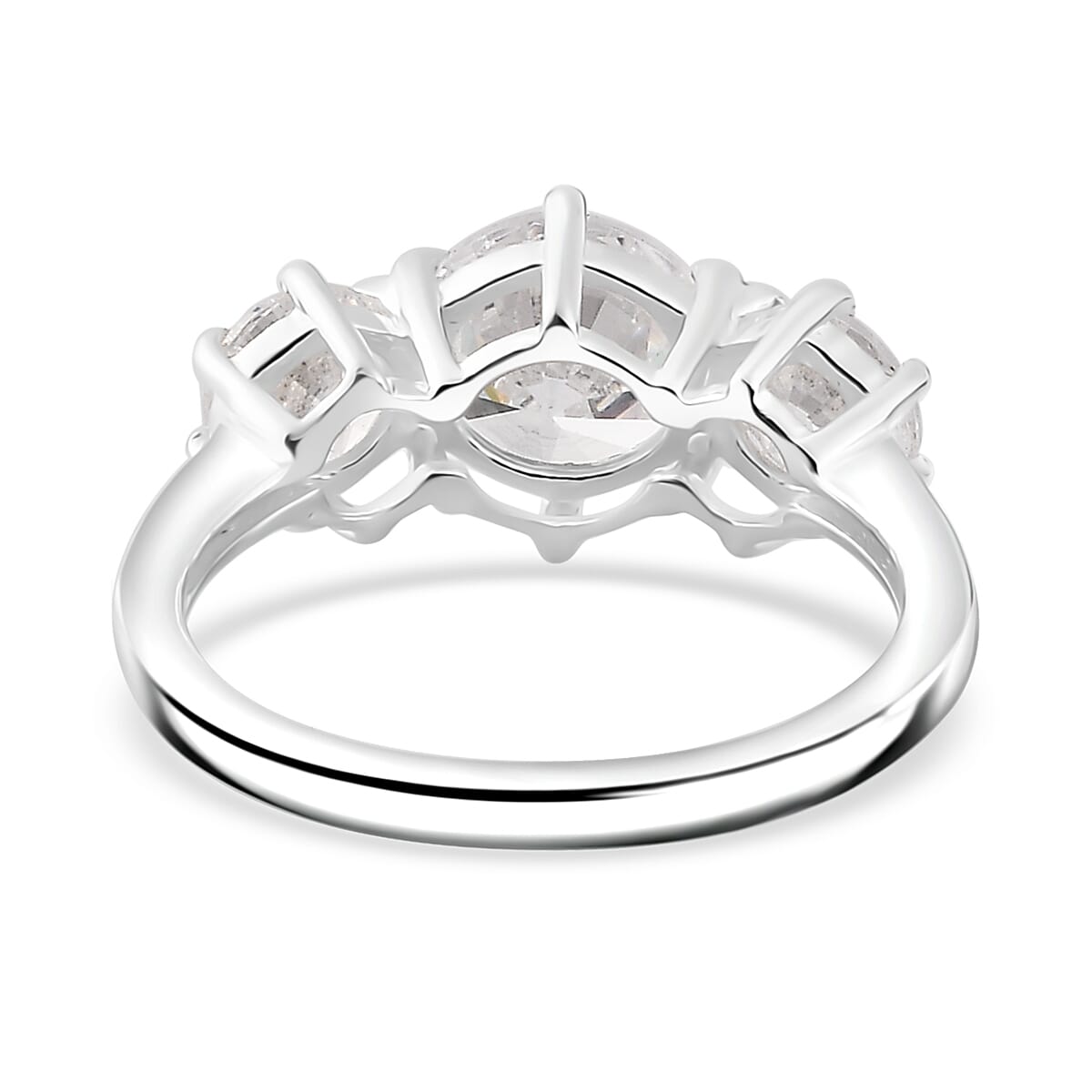 Simulated Diamond 3.65 ctw 3 Stone Ring in Sterling Silver (Size 7.0) image number 5