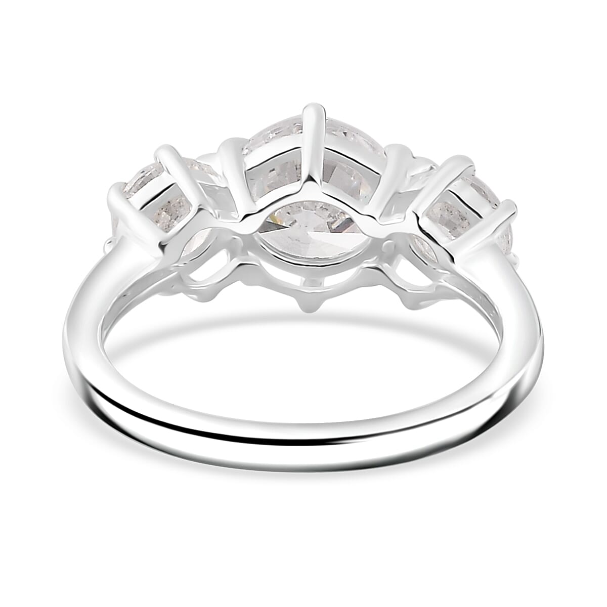 Simulated Diamond 3.65 ctw 3 Stone Ring in Sterling Silver (Size 10.0) image number 5