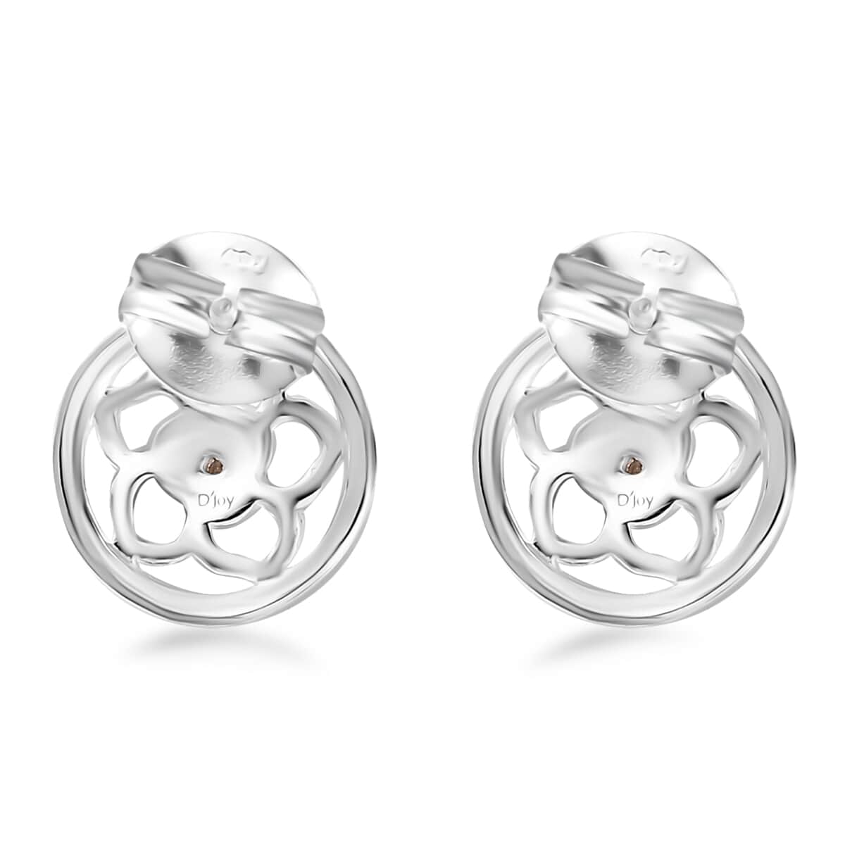 Diamond Accent Floral Earrings in Sterling Silver image number 3