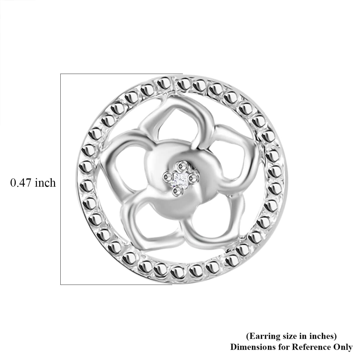 Diamond Accent Floral Earrings in Sterling Silver image number 4