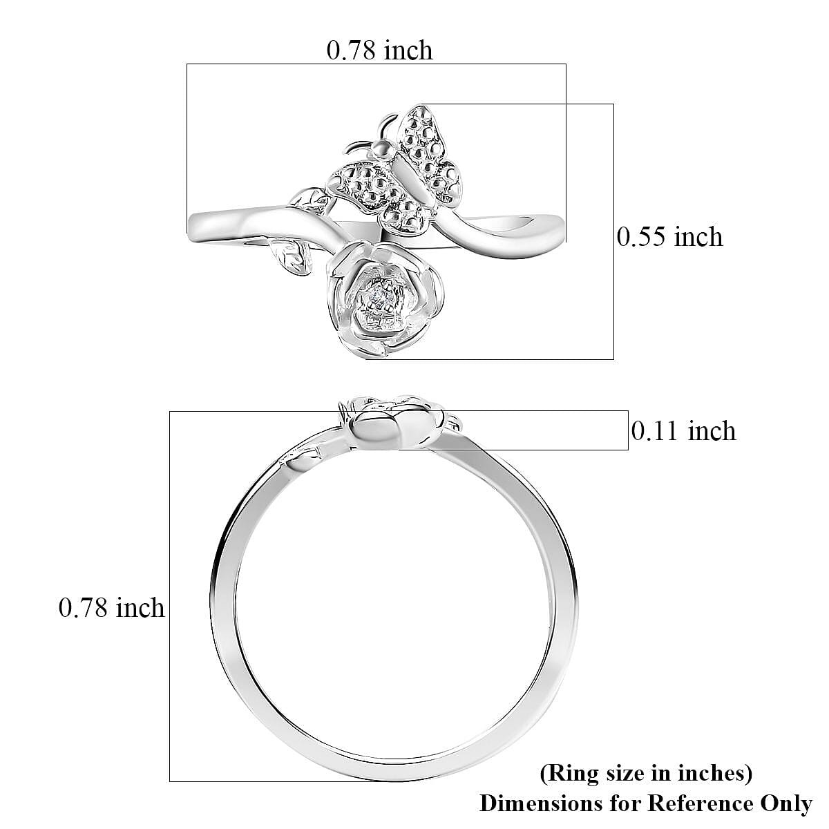 D'Joy Diamond Accent Ring in Sterling Silver (Size 5.0)