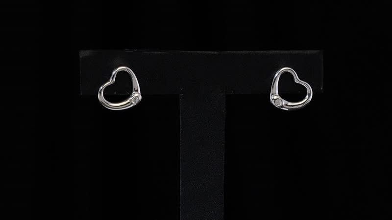 White Diamond Accent Heart Solitaire Stud Earrings in Sterling Silver