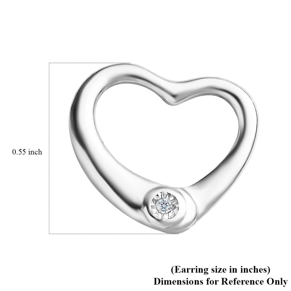 White Diamond Accent Heart Solitaire Stud Earrings in Sterling Silver image number 5