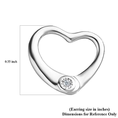 White Diamond Accent Heart Solitaire Stud Earrings in Sterling Silver