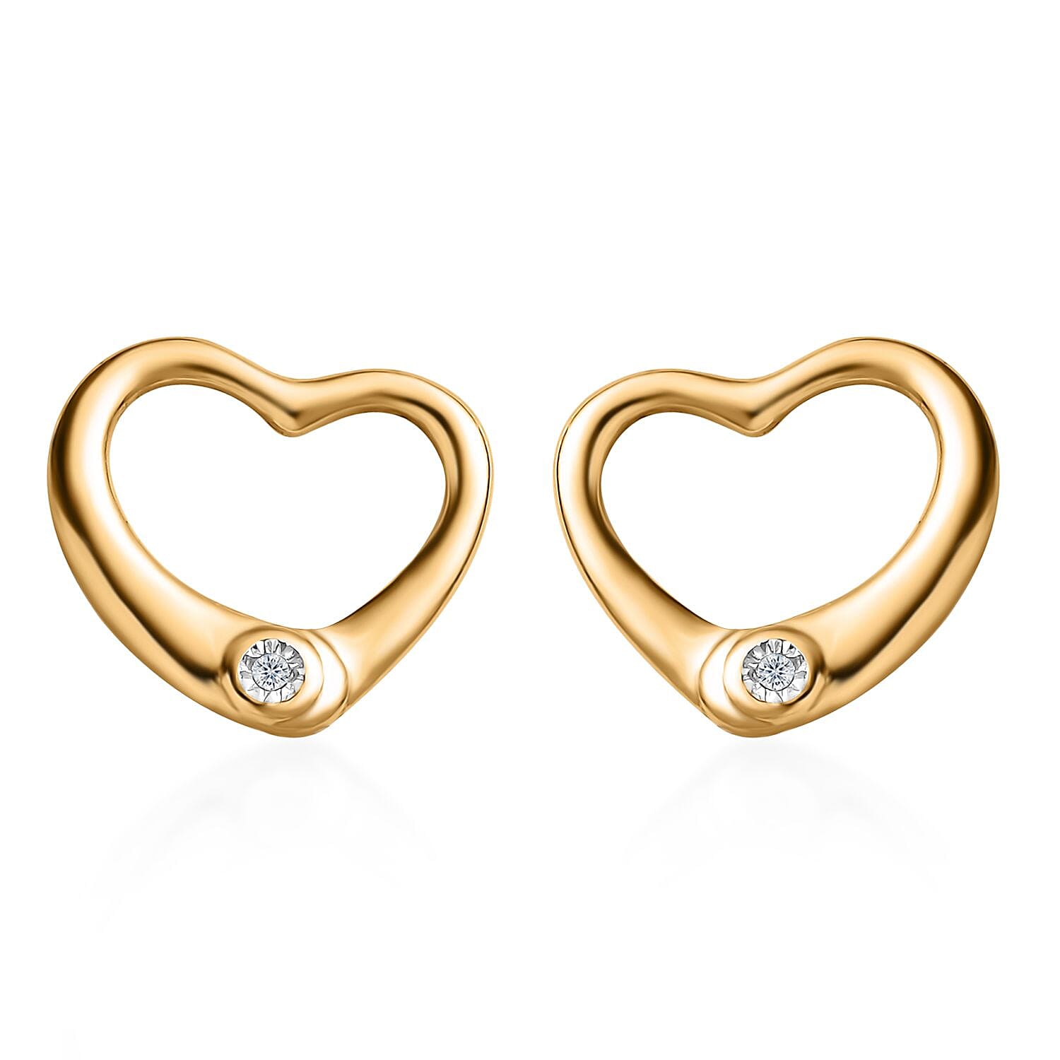White Diamond Accent Heart Solitaire Stud Earrings in Sterling Silver