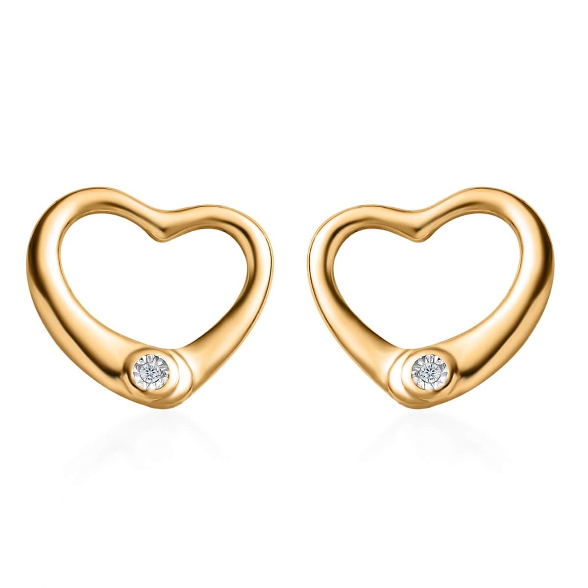 White Diamond Accent Heart Solitaire Stud Earrings in 14K Yellow Gold Over Sterling Silver image number 0