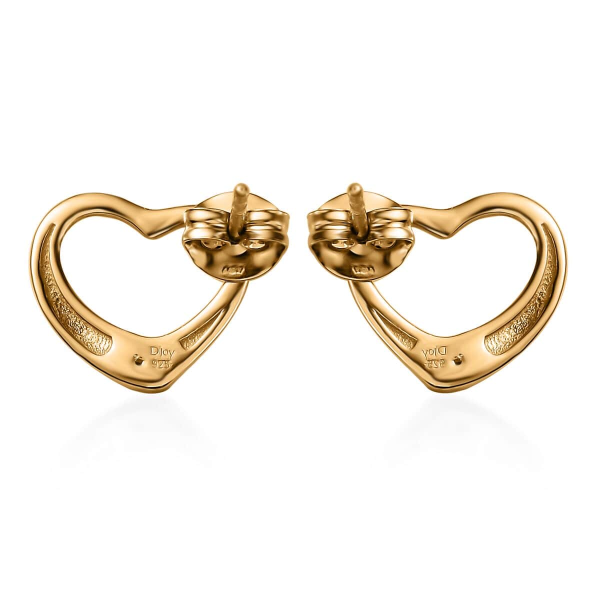 White Diamond Accent Heart Solitaire Stud Earrings in 14K Yellow Gold Over Sterling Silver image number 4