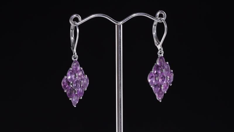 African Amethyst Lever Back Earrings in Stainless Steel 4.40 ctw
