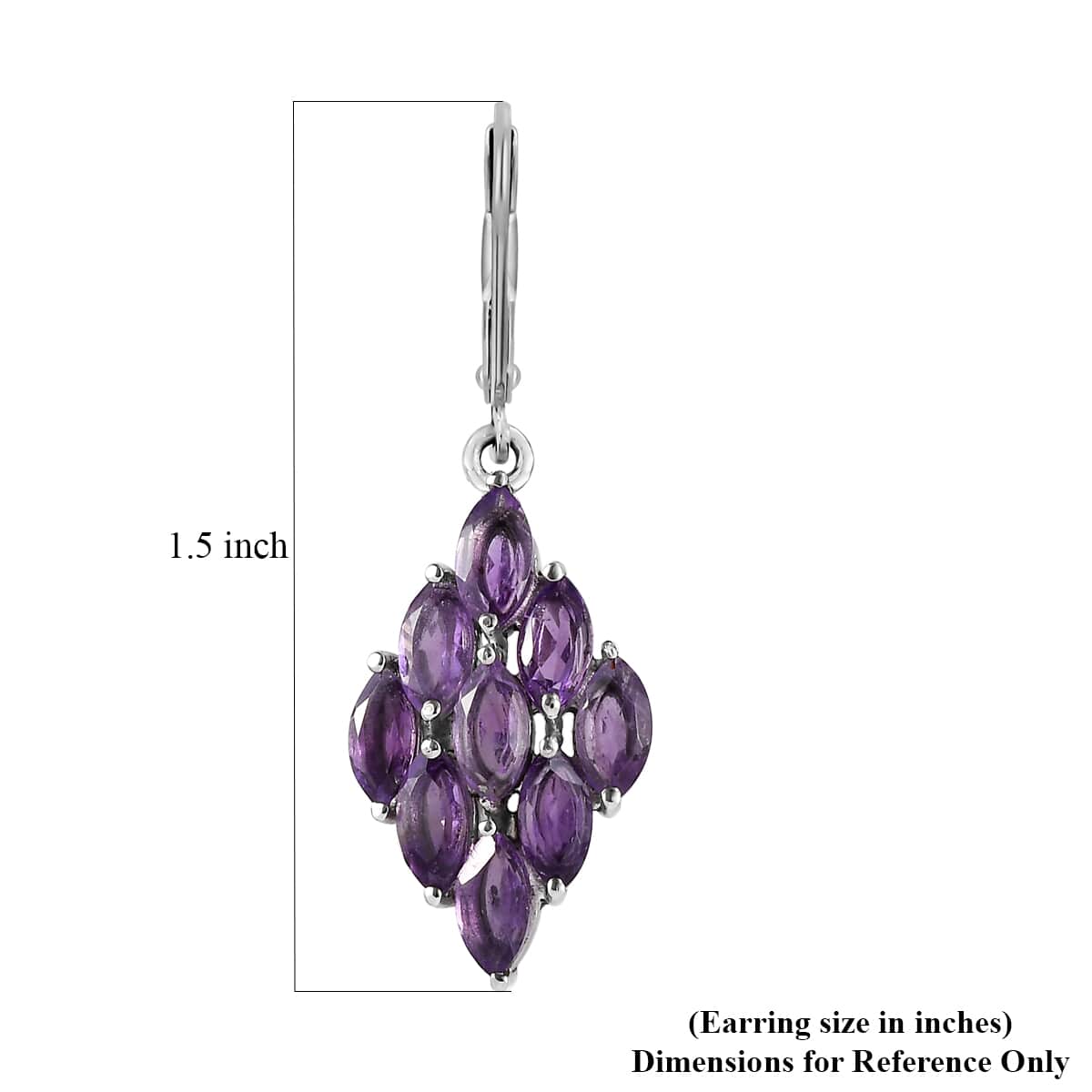 African Amethyst Lever Back Earrings in Stainless Steel 4.40 ctw image number 4