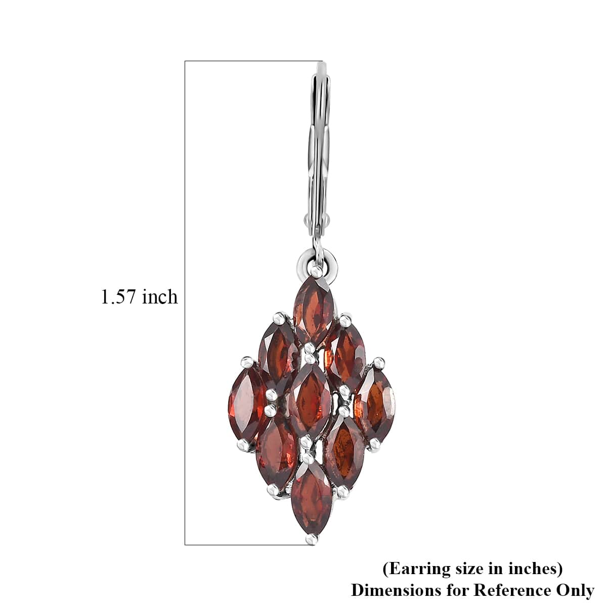 Mozambique Garnet 5.75 ctw Lever Back Earrings in Stainless Steel  image number 4