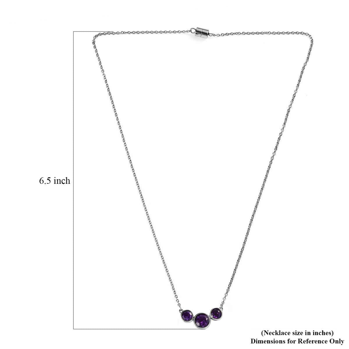 African Amethyst Necklace (18 Inches) in Stainless Steel 2.10 ctw image number 5