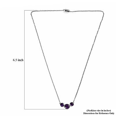 African Amethyst 2.10 ctw Necklace in Stainless Steel 18 Inches
