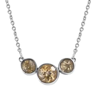 Brazilian Citrine 2.20 ctw Necklace in Stainless Steel 18 Inches