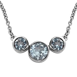 Sky Blue Topaz 2.60 ctw Necklace in Stainless Steel 18 Inches