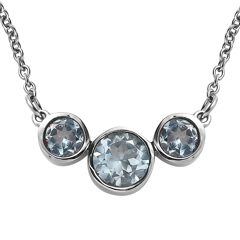 Sky Blue Topaz 2.60 ctw Necklace in Stainless Steel 18 Inches