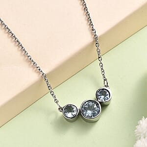 Sky Blue Topaz 2.60 ctw Necklace in Stainless Steel 18 Inches