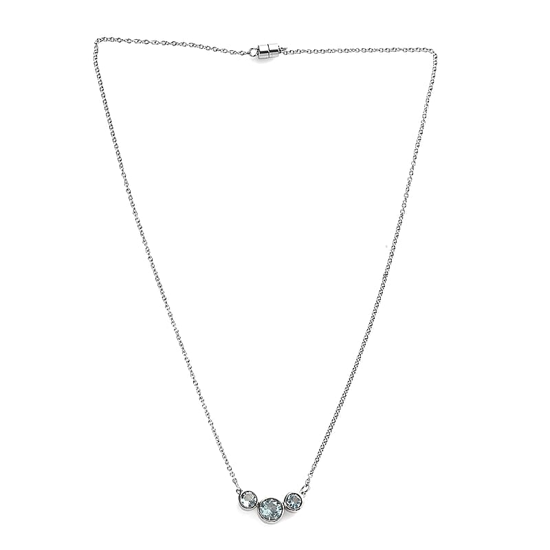 Sky Blue Topaz 2.60 ctw Necklace in Stainless Steel 18 Inches