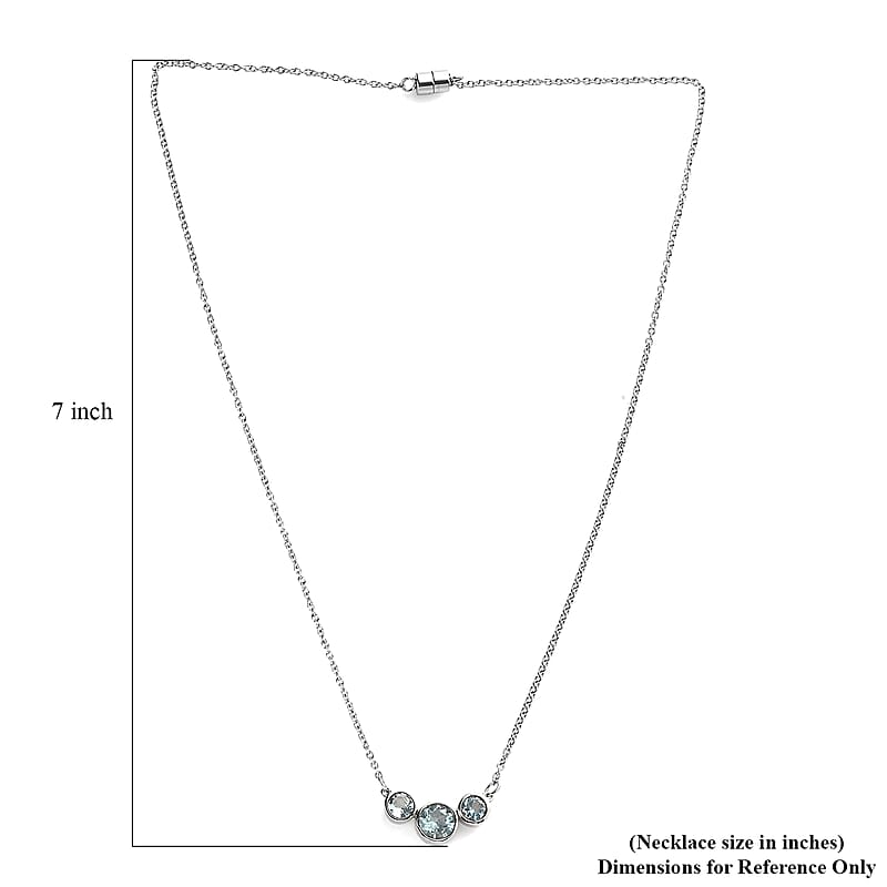 Sky Blue Topaz 2.60 ctw Necklace in Stainless Steel 18 Inches