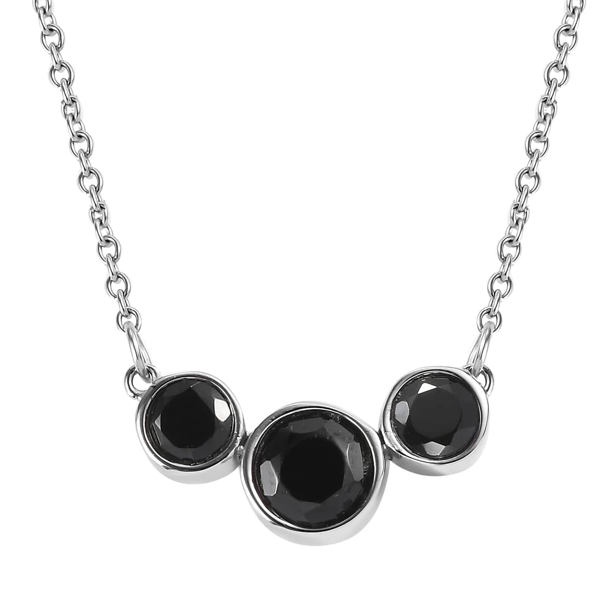 Thai Black Spinel 2.85 ctw Necklace in Stainless Steel 18 Inches image number 0