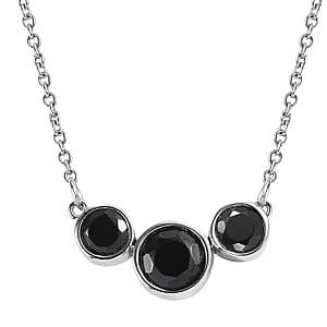 Thai Black Spinel 2.85 ctw Necklace in Stainless Steel 18 Inches
