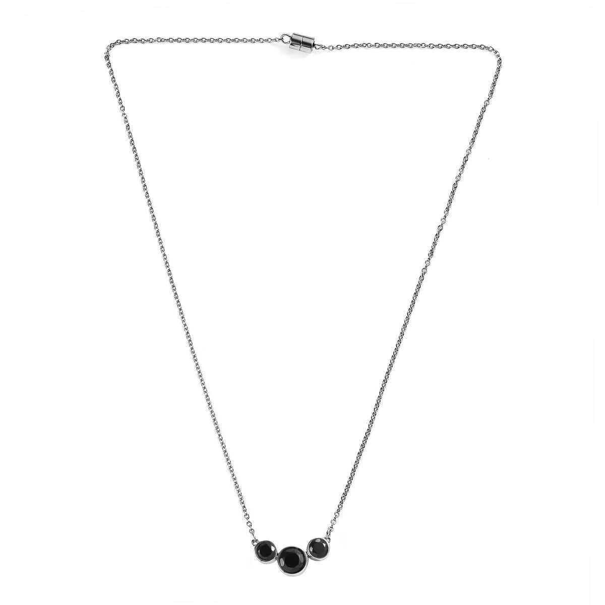 Thai Black Spinel 2.85 ctw Necklace in Stainless Steel 18 Inches image number 3