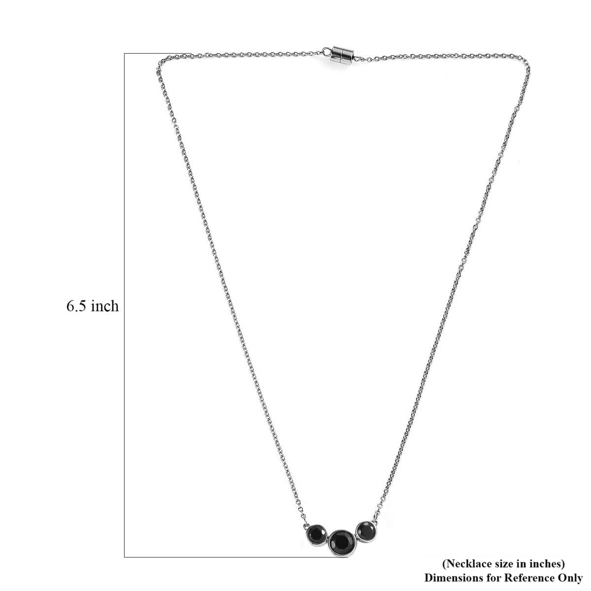 Thai Black Spinel 2.85 ctw Necklace in Stainless Steel 18 Inches image number 5