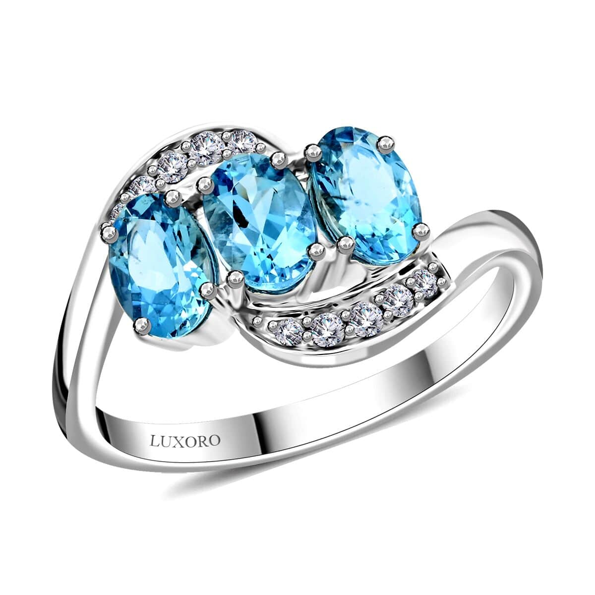 By Tony Diniz Certified & Appraised Luxoro 14K White Gold AAA Santa Maria Aquamarine, Diamond (I2) Ring (Size 8.0) 1.30 ctw image number 0