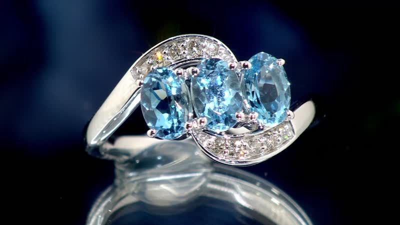 By Tony Diniz Certified & Appraised Luxoro 14K White Gold AAA Santa Maria Aquamarine, Diamond (I2) Ring (Size 8.0) 1.30 ctw