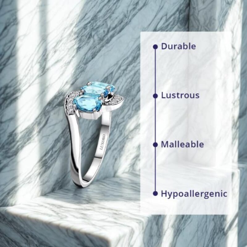 Certified & Appraised Luxoro AAA Santa Maria Aquamarine and I2 Diamond 1.30 ctw Ring in 14K White Gold (Size 6.0)