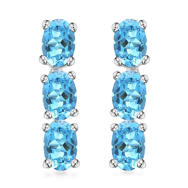 Certified & Appraised Luxoro AAA Santa Maria Aquamarine 2.40 ctw Earrings in 14K White Gold