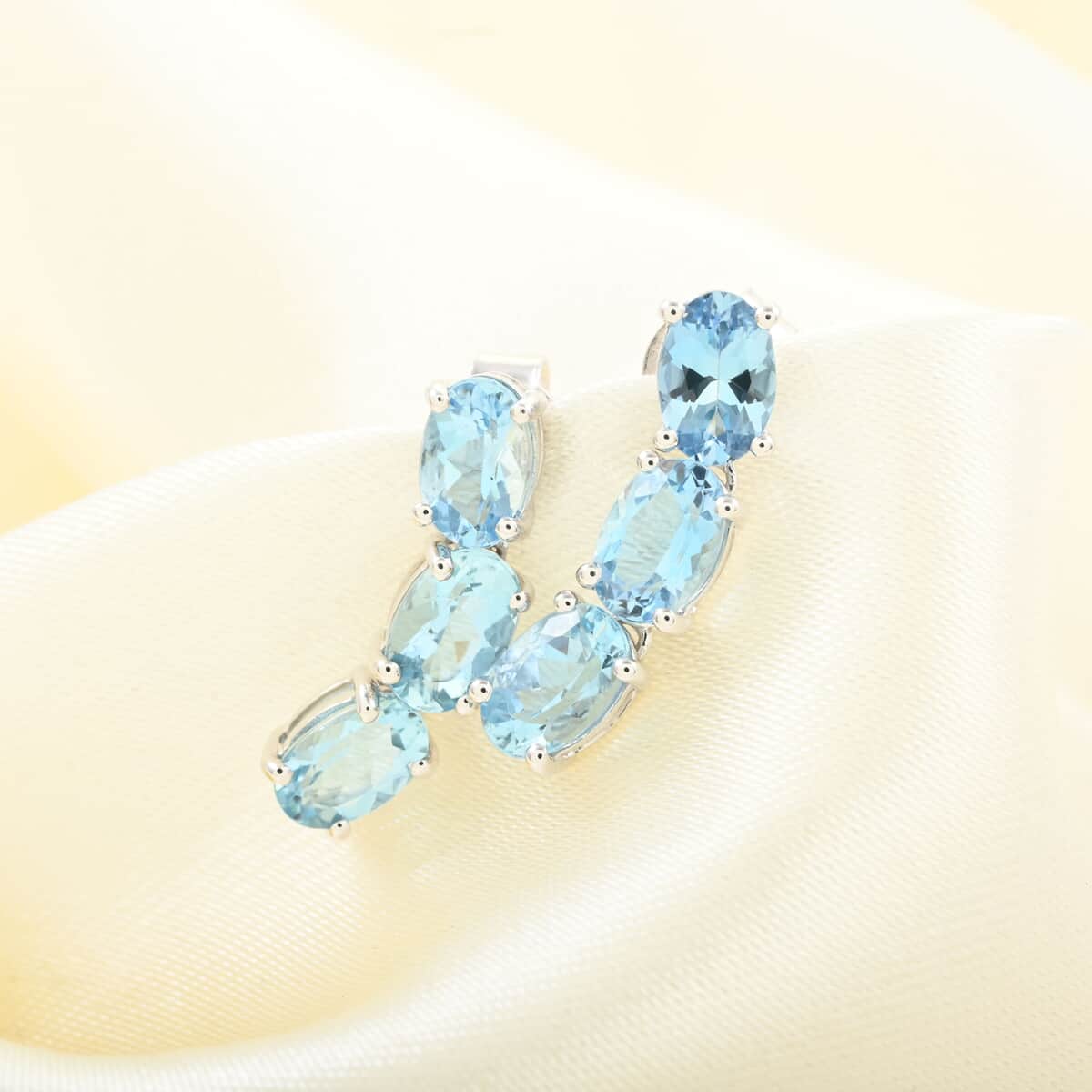 Certified & Appraised Luxoro 14K White Gold AAA Santa Maria Aquamarine Earrings 2.40 ctw image number 1