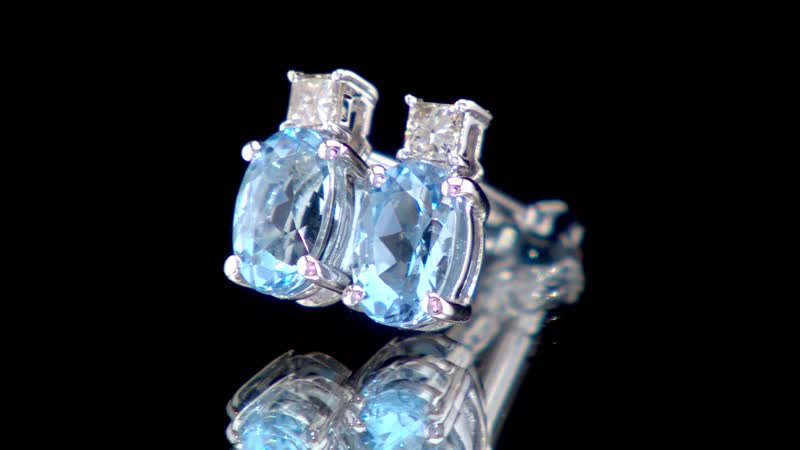 Certified & Appraised Luxoro 14K White Gold AAA Santa Maria Aquamarine and I2 Diamond Earrings 1.00 ctw