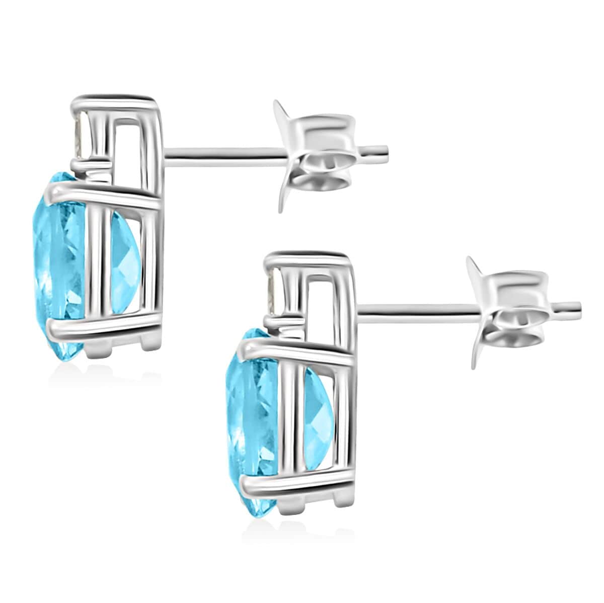 Certified & Appraised Luxoro 14K White Gold AAA Santa Maria Aquamarine and I2 Diamond Earrings 1.00 ctw image number 3