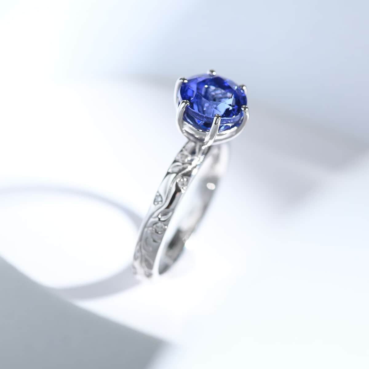 Certified & Appraised Rhapsody 950 Platinum AAAA Tanzanite and E-F VS Diamond Ring (Size 6.0) 6.25 Grams 2.50 ctw image number 1
