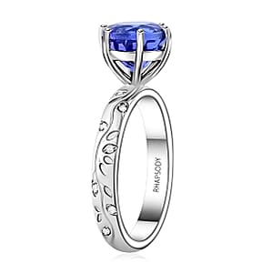 Certified & Appraised Rhapsody AAAA Tanzanite and E-F VS Diamond 2.50 ctw Ring in 950 Platinum (Size 6.0) 6.25 Grams 