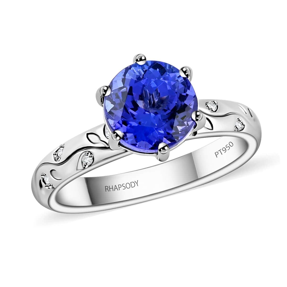 Certified & Appraised Rhapsody AAAA Tanzanite and E-F VS Diamond 2.50 ctw Ring in 950 Platinum (Size 7.0) 6.25 Grams image number 0