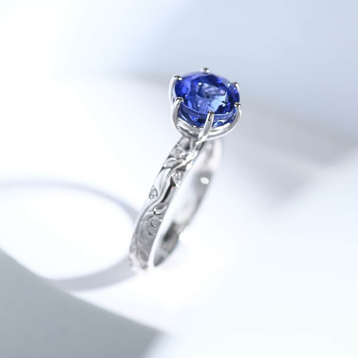 Certified & Appraised Rhapsody AAAA Tanzanite and E-F VS Diamond 2.50 ctw Ring in 950 Platinum (Size 7.0) 6.25 Grams image number 1