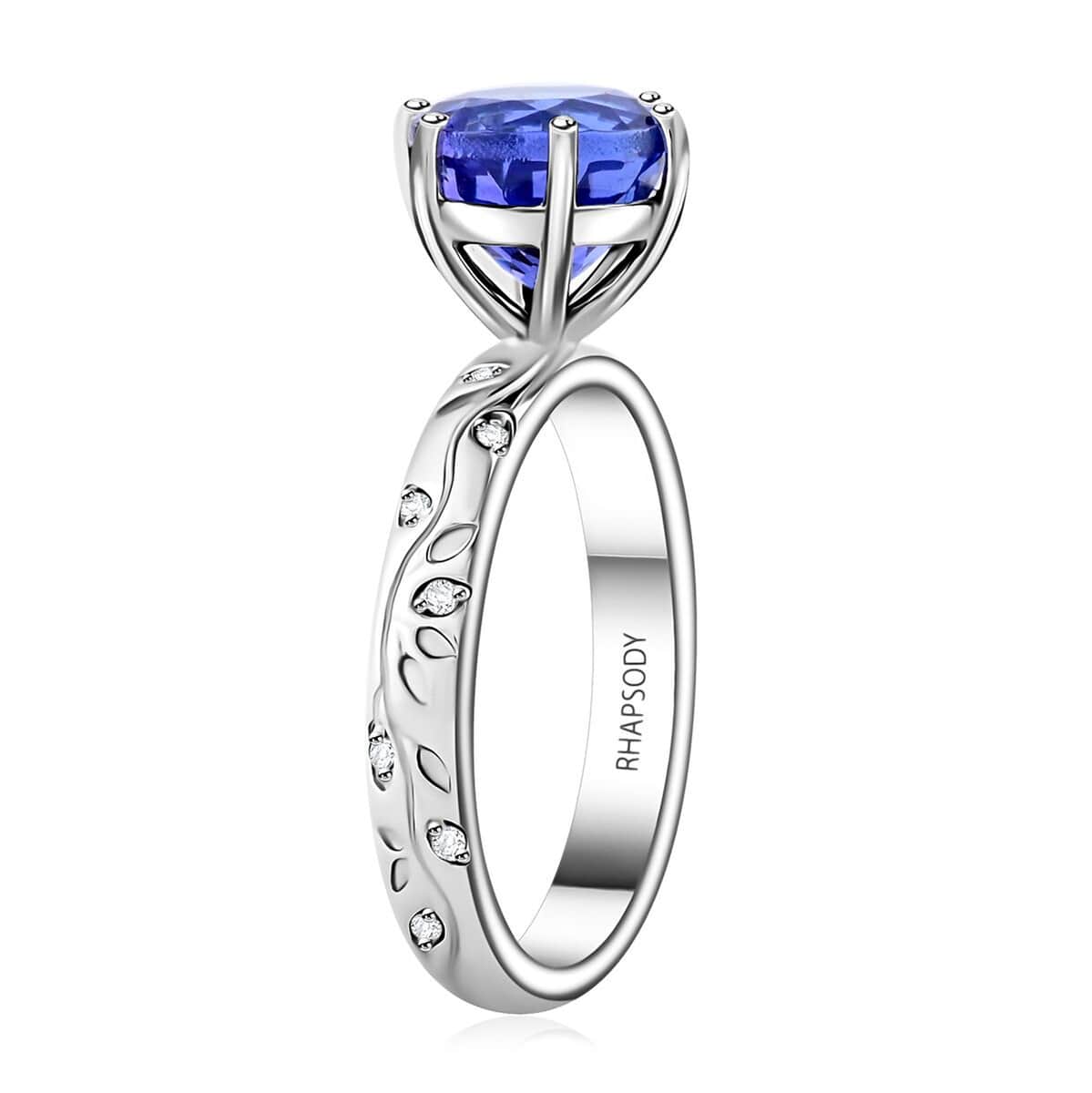 Certified & Appraised Rhapsody AAAA Tanzanite and E-F VS Diamond 2.50 ctw Ring in 950 Platinum (Size 7.0) 6.25 Grams image number 3